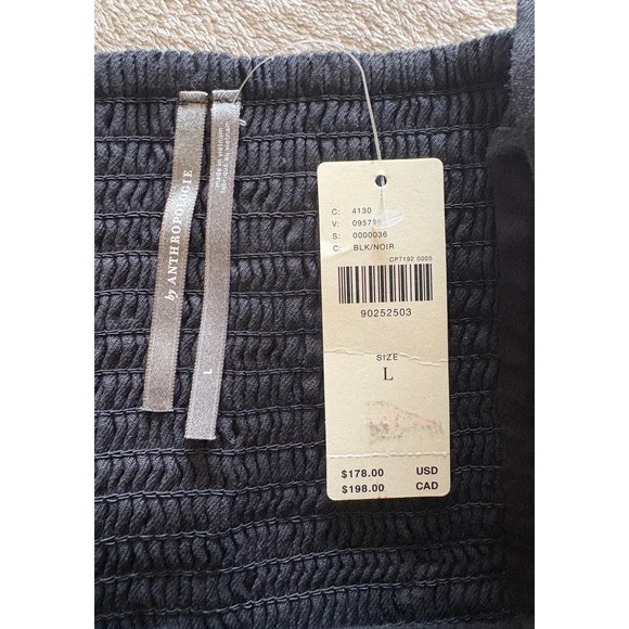 NWT Anthropologie Women's Large Black Linen Midi Dress Button Front Summer - Picture 3 of 4